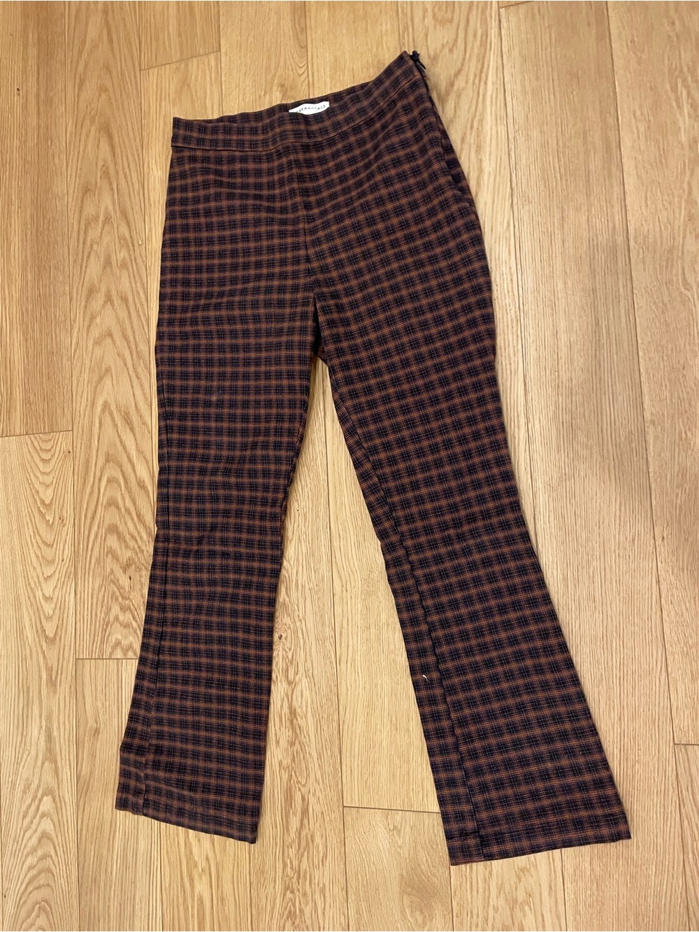 Aeropostale Brown and Black Plaid Boot-Cut Pants